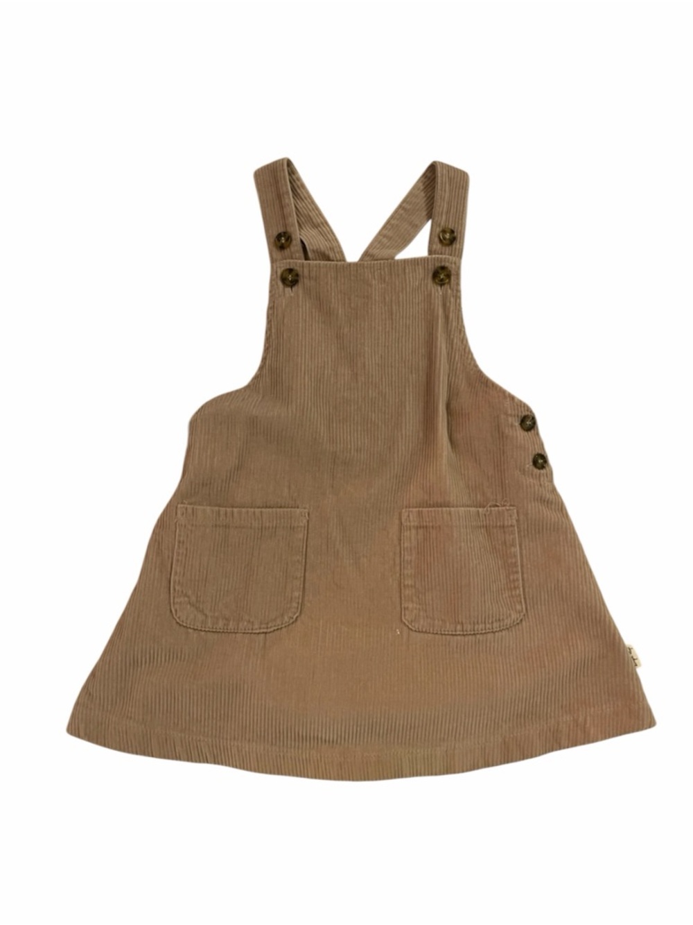 Girls Brown Corduroy Pinafore Dress with Front Pockets
